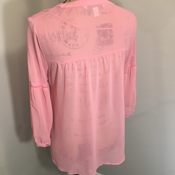 Lauren Conrad Pink Sheer Blouse Size XS - Picture 5 of 7